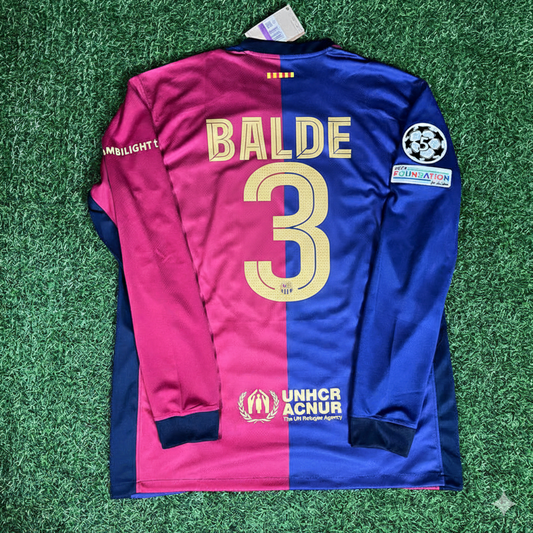 Alejandro Balde 3- Barcelona 2025 Champions League Long Sleeve Jersey Soccer Shirt