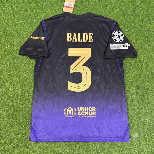 Alejandro Balde #3 Barcelona 2027 Champions League Patch New Season Away Jersey Trikot Maillot Soccer Shirt