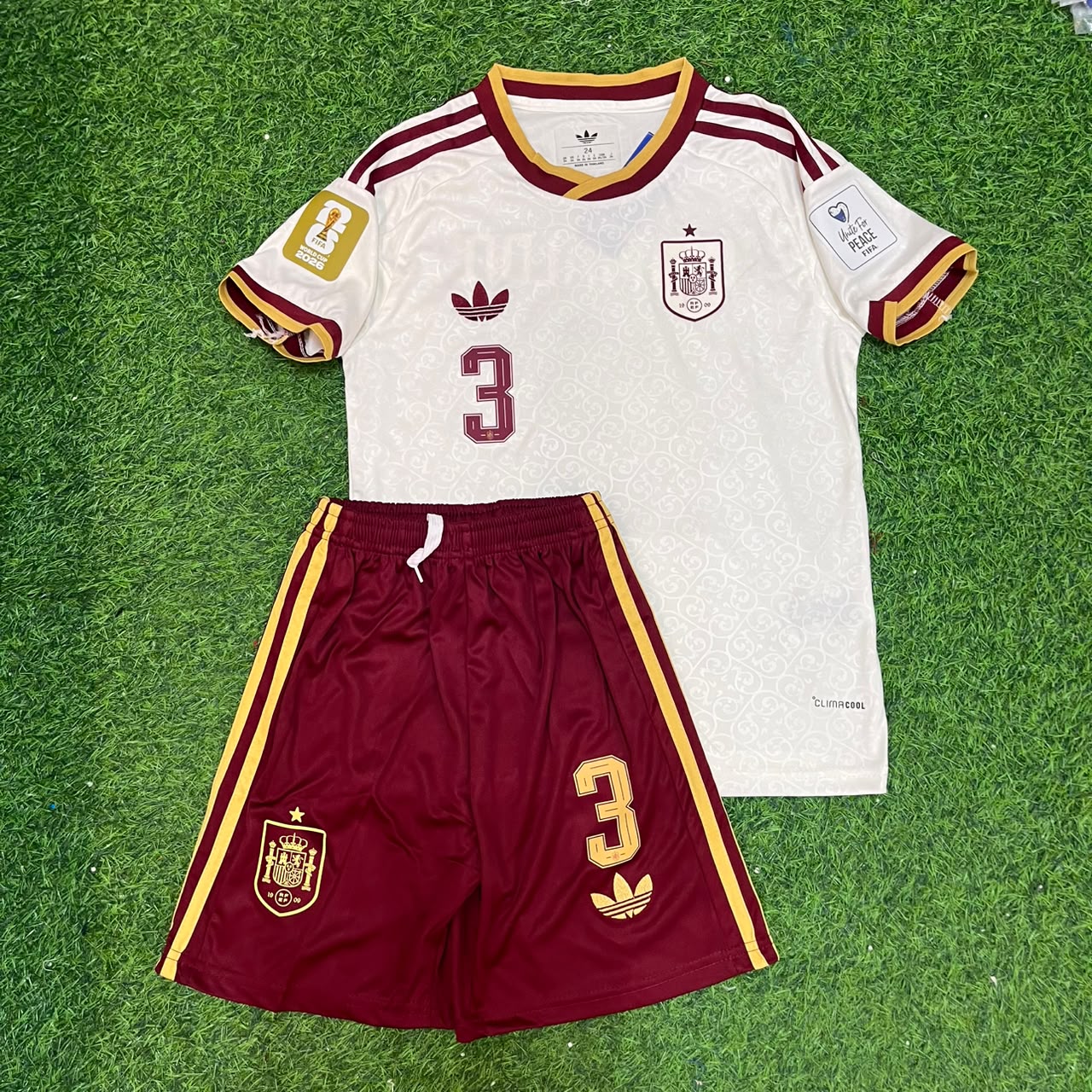 Alejandro Grimaldo 3- Spain 2026 World Cup Away Kids Kit Football Jersey