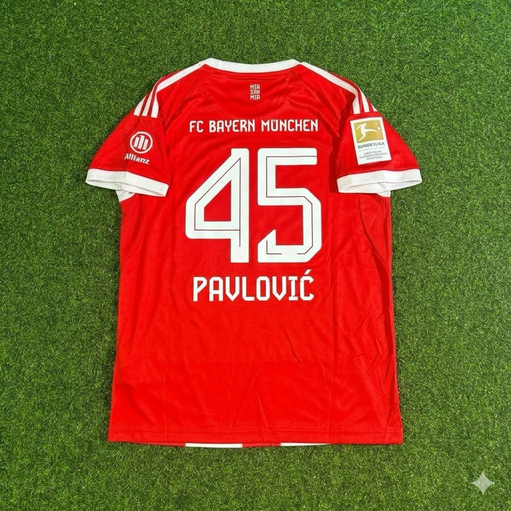 Aleksandar Pavlović #45 Bayern Munich 2026 Bundesliga Champions Football Jersey