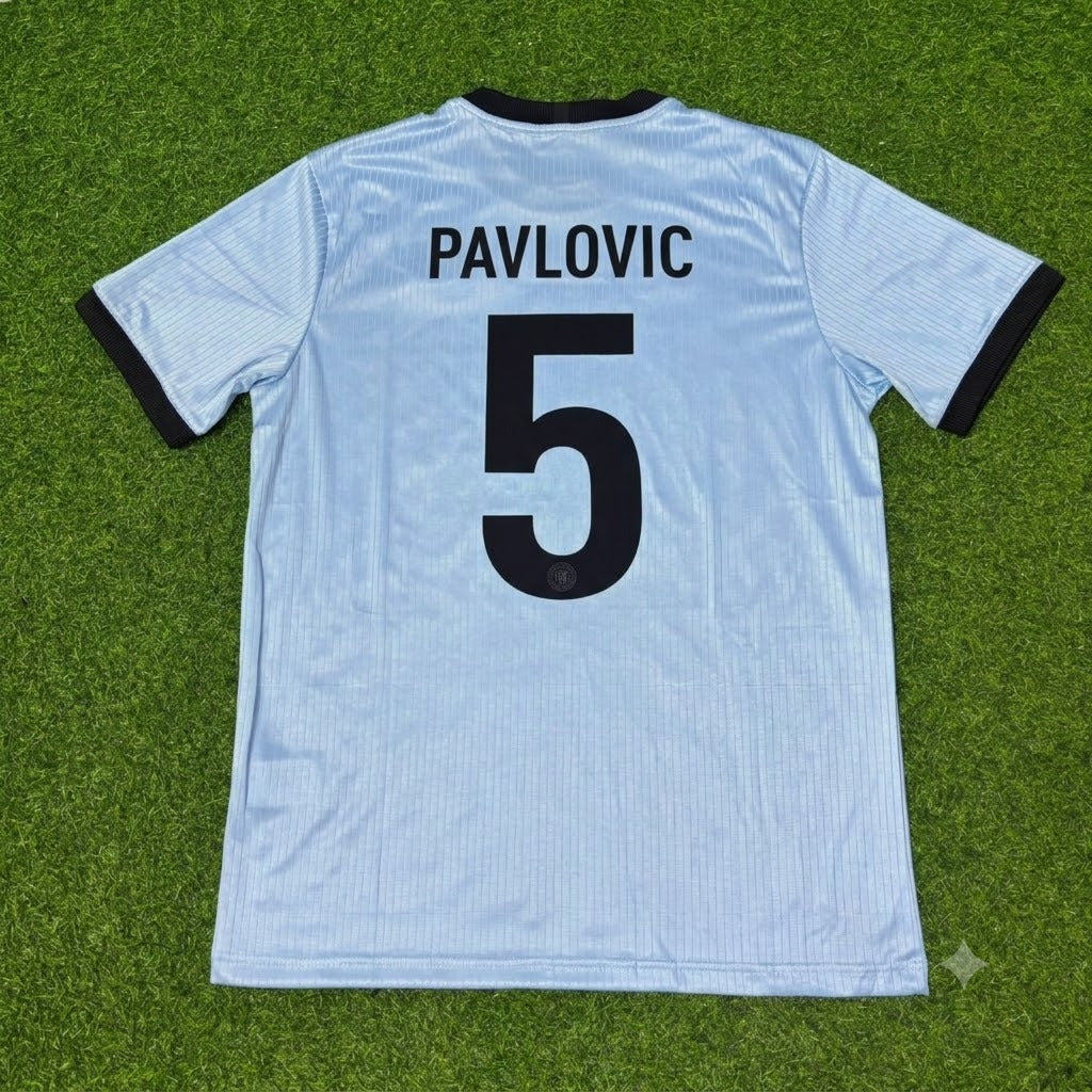 Aleksandar Pavlovic Germany 125th Year Special Clear Blue Retro Football Jersey