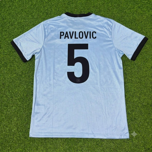 Aleksandar Pavlovic Germany 125th Year Special Clear Blue Retro Football Jersey