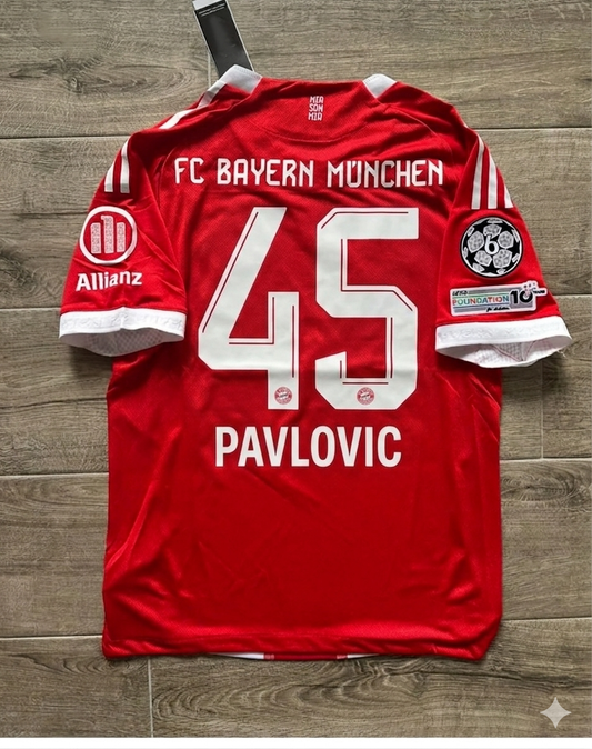 Aleksandar Pavlović #45 Bayern Munich Home  New Season Football Jersey Kit