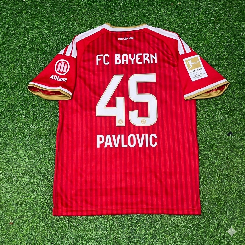 Aleksandar Pavlović #45 Bayern Munich 2027 Bundesliga Championship Patch Football Jersey