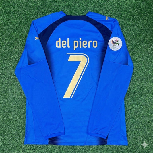 Alessandro Del Piero #7 Italy 2006 World Cup Final Long Sleeve Retro Jersey Maillot Trikot Maglia Soccer Shirt