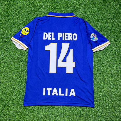 Alessandro Del Piero #14 Italy EURO 1996 Blue Retro Soccer Kit Jersey Trikot Maglia Shirt