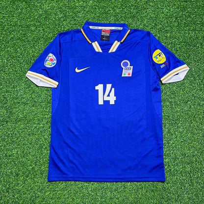 Alessandro Del Piero #14 Italy EURO 1996 Blue Retro Soccer Kit Jersey Trikot Maglia Shirt