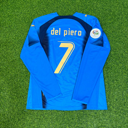 Alessandro Del Piero #7 Italy 2006 World Cup Final Long Sleeve Retro Jersey Maillot Trikot Maglia Soccer Shirt