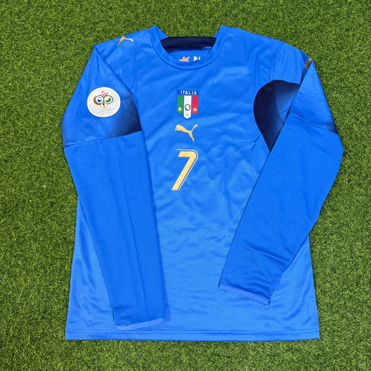 Alessandro Del Piero #7 Italy 2006 World Cup Final Long Sleeve Retro Jersey Maillot Trikot Maglia Soccer Shirt
