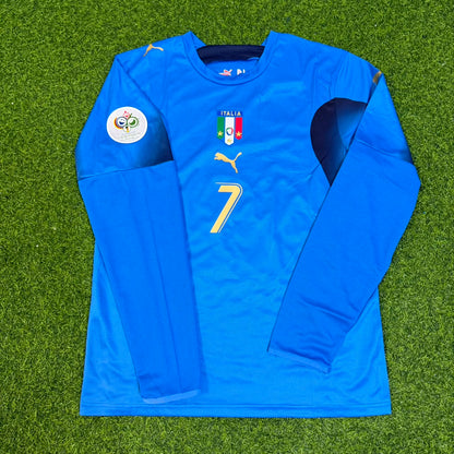 Alessandro Del Piero #7 Italy 2006 World Cup Final Long Sleeve Retro Jersey Maillot Trikot Maglia Soccer Shirt