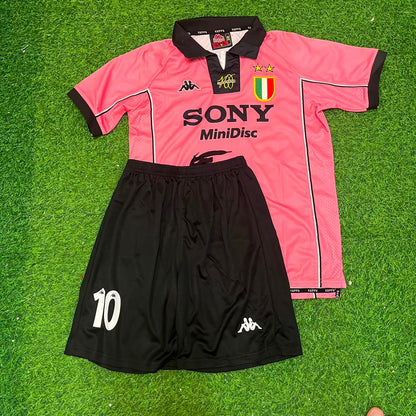 Maillot de football rétro rose enfant Zinedine Zidane Juventus 1996–1998