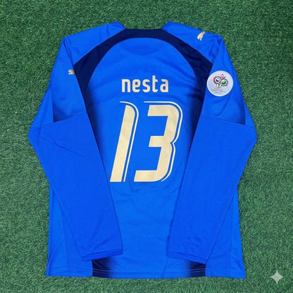 Alessandro Nesta #13 Italien WM 2006 Finale Langarm Retro Trikot Fußballshirt
