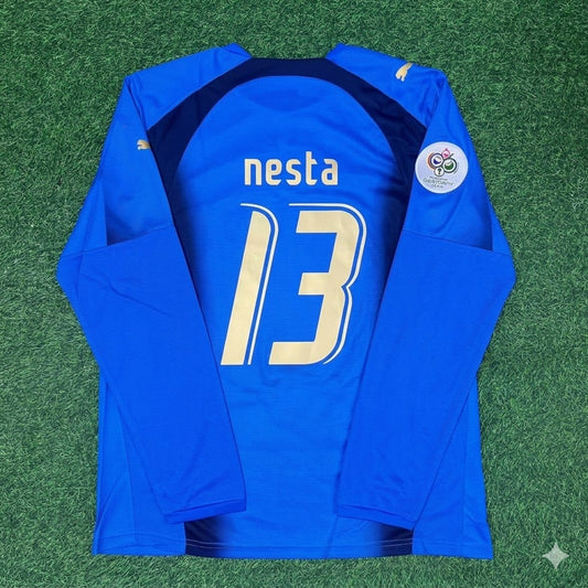 Alessandro Nesta #13 Italy 2006 World Cup Final Long Sleeve Retro Jersey Maillot Trikot Maglia Soccer Shirt