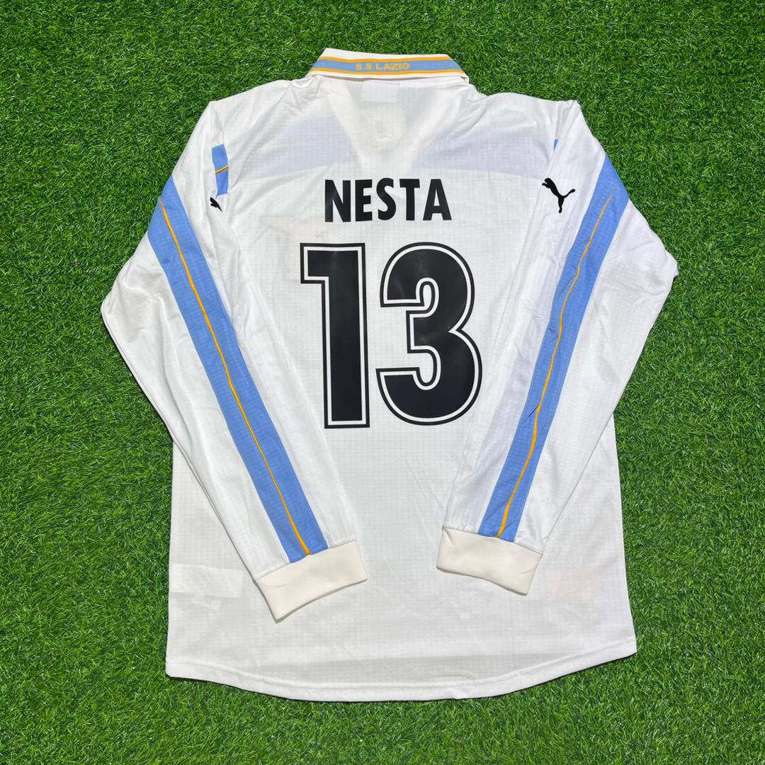 Alessandro Nesta #13 Lazio 1999 2000 Double Winner Long Sleeve White Retro Jersey