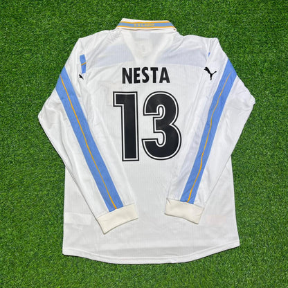Alessandro Nesta #13 Lazio 1999 2000 Double Winner Long Sleeve White Retro Jersey