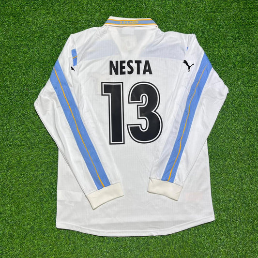 Alessandro Nesta #13 Lazio 1999 2000 Double Winner Long Sleeve White Retro Jersey