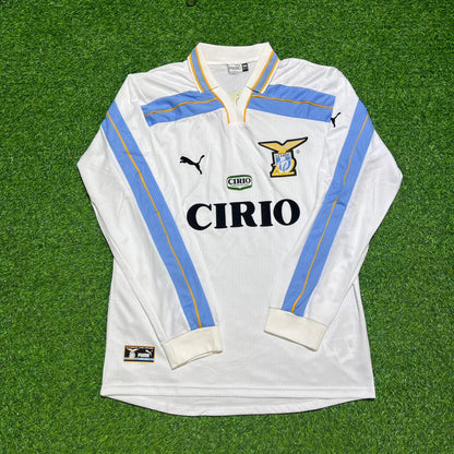 Alessandro Nesta #13 Lazio 1999 2000 Double Winner Long Sleeve White Retro Jersey