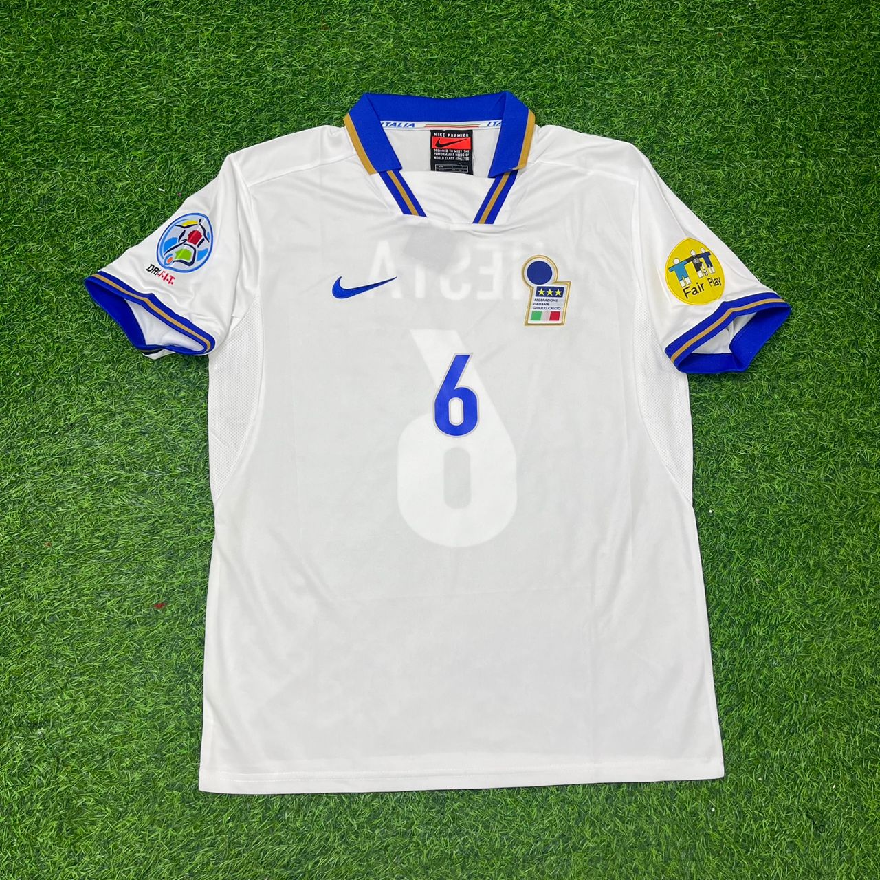 Alessandro Nesta #6 Italy EURO 1996 White Retro Jersey