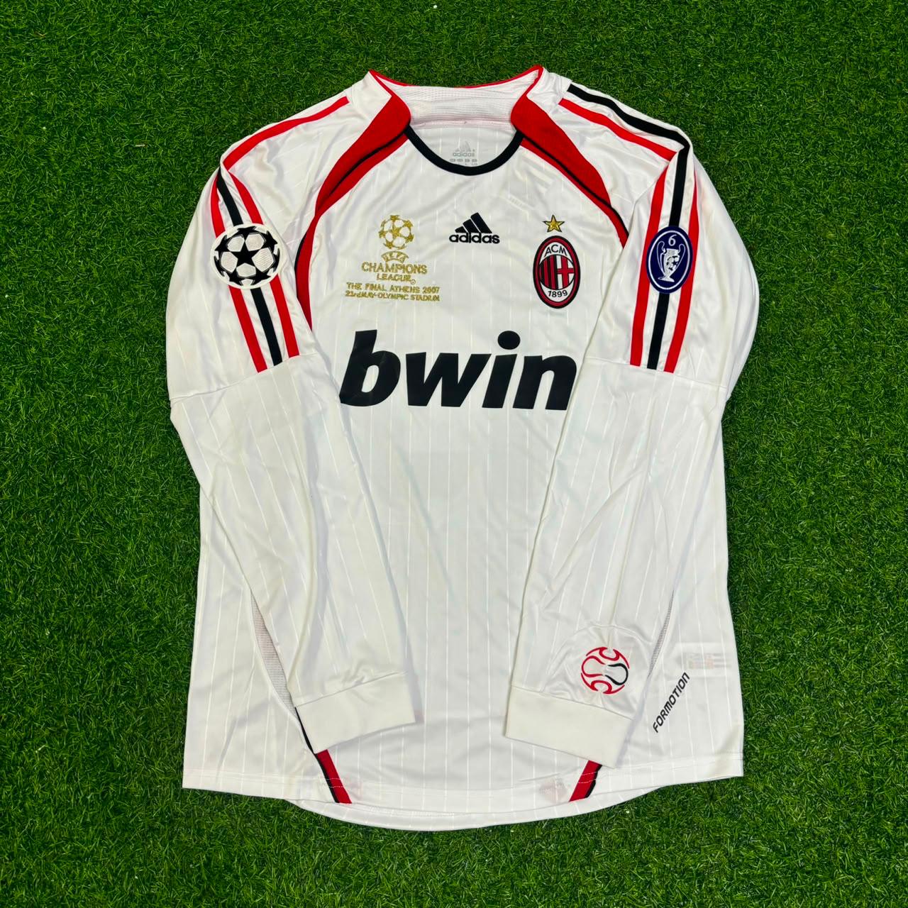 Alessandro Nesta #13 AC Milan 2007 Champions League Final Away White Long Sleeve Retro Jersey