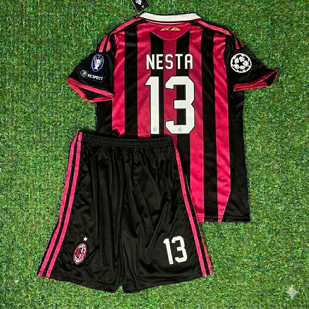 Alessandro Nesta #13– AC Milan 2009-10 Retro Kit Jersey – | KinderTrikot | Maillot Enfant Soccer Shirt