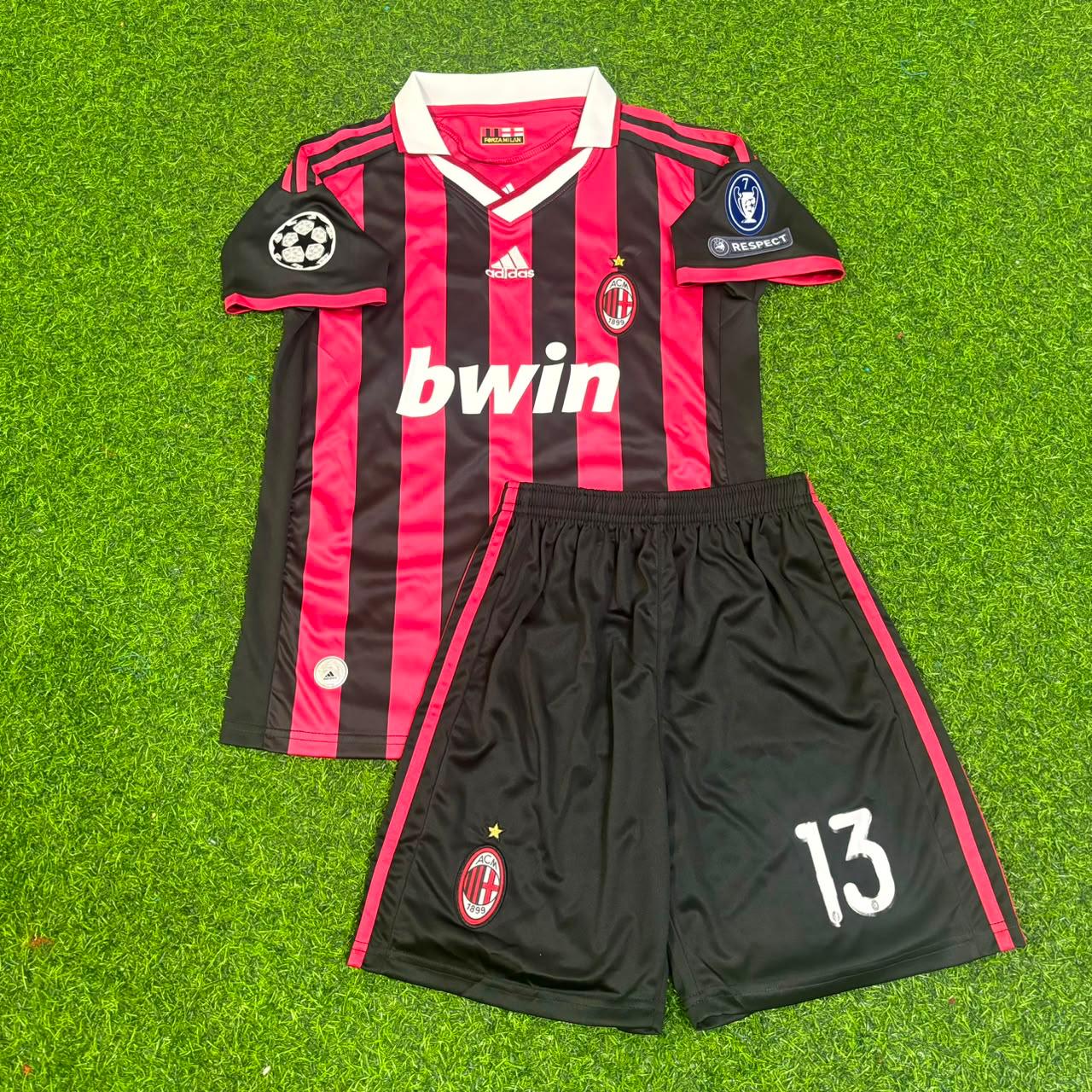 Alessandro Nesta #13– AC Milan 2009-10 Retro Kit Jersey – | KinderTrikot | Maillot Enfant Soccer Shirt