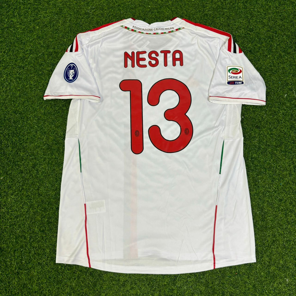 Alessandro Nesta #13 Milan 2011-2012 White Away Retro Football Jersey