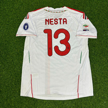 Alessandro Nesta #13 Milan 2011-2012 White Away Retro Football Jersey
