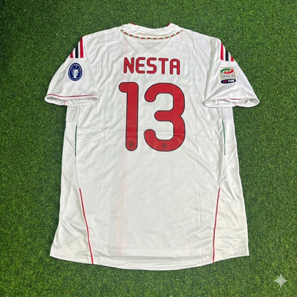 Alessandro Nesta #13 Milan 2011-2012 White Away Retro Football Jersey