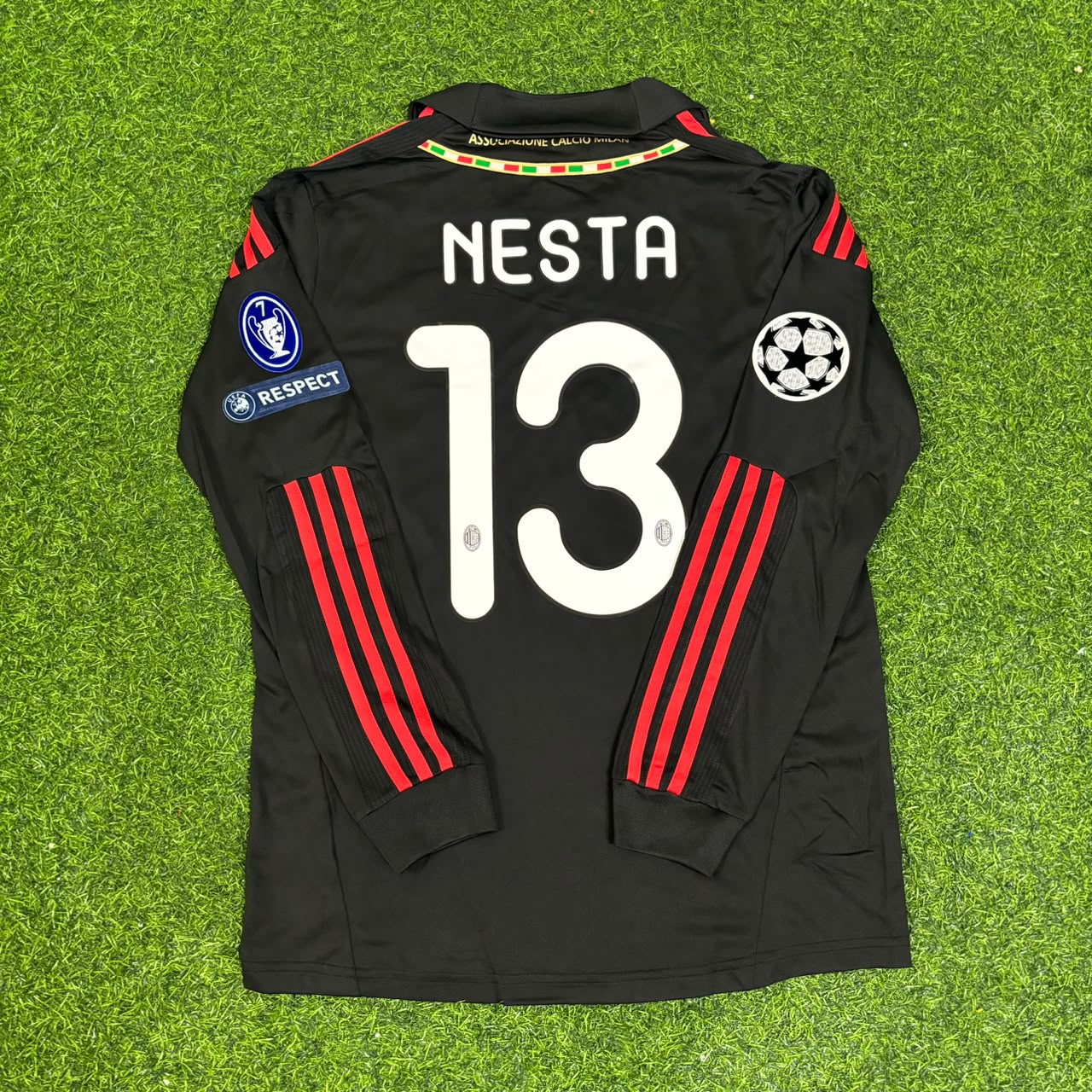Alessandro Nesta AC Milan 2011/12 Red & Black Retro Football Jersey Kit