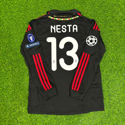 Alessandro Nesta AC Milan 2011/12 Red & Black Retro Football Jersey Kit
