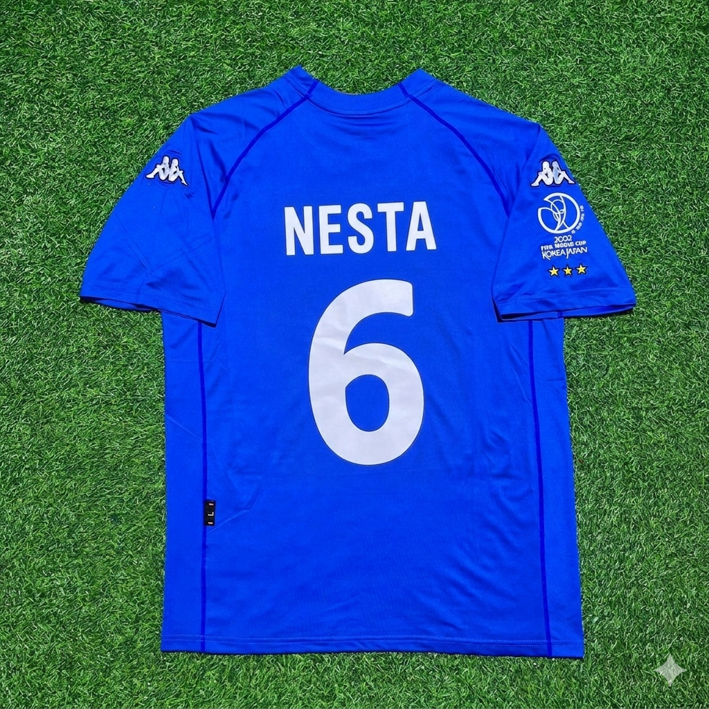 Alessandro Nesta #6 Italy 2002 World Cup Home Retro Jersey