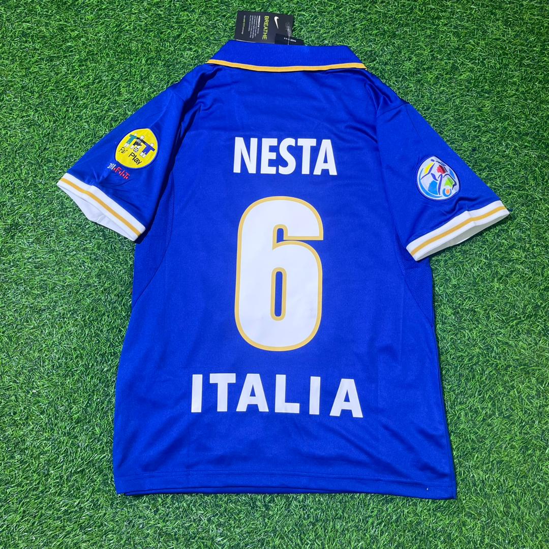 Alessandro Nesta Italy EURO 1996 Blue Retro Soccer Kit Jersey Trikot Maglia Camisate