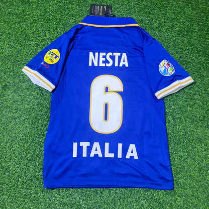 Alessandro Nesta Italy EURO 1996 Blue Retro Soccer Kit Jersey Trikot Maglia Camisate