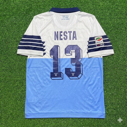 Alessandro Nesta #13 Lazio White Blue Retro Home Football Jersey