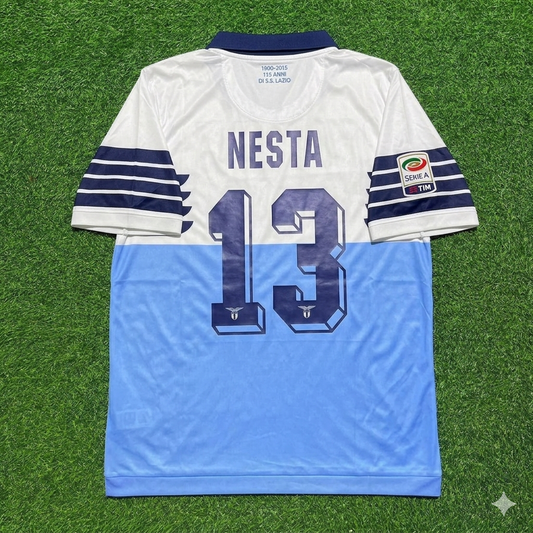 Alessandro Nesta #13 Lazio White Blue Retro Home Football Jersey