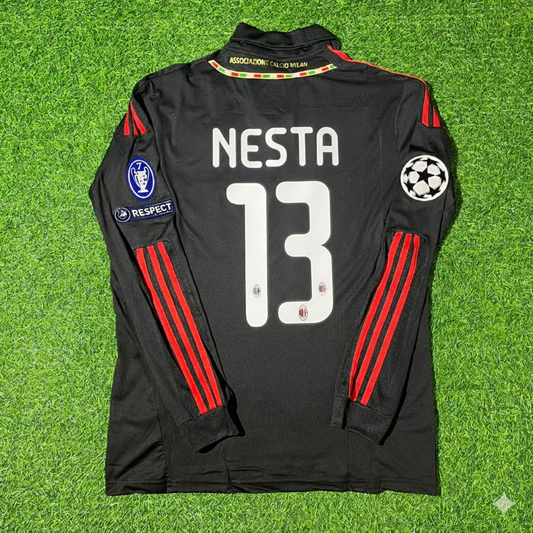 Alessandro Nesta AC Milan 2011/12 Red & Black Retro Football Jersey Kit