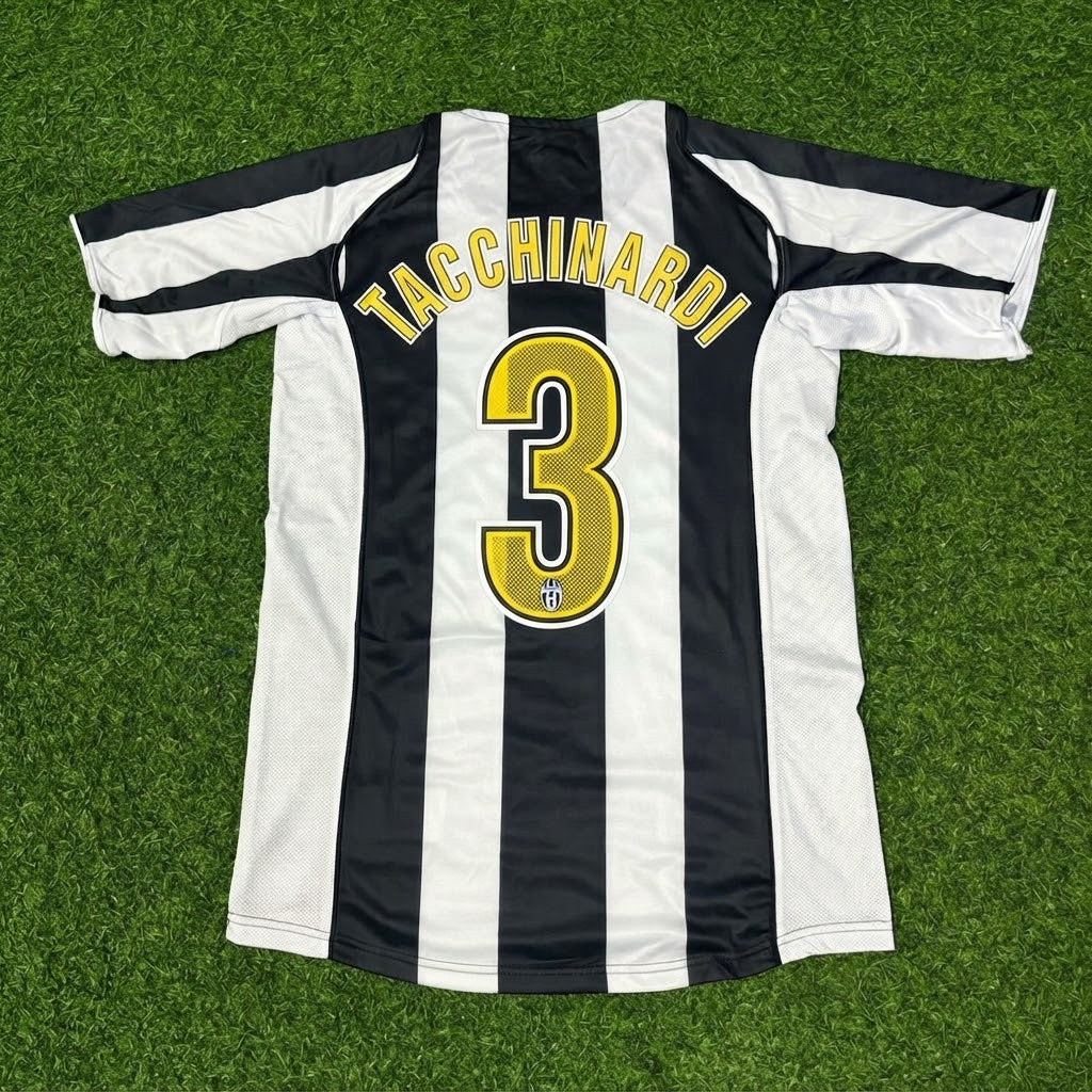 Alessio Tacchinardi #3 Juventus 2004-2005 Black White Home Retro Football Jersey