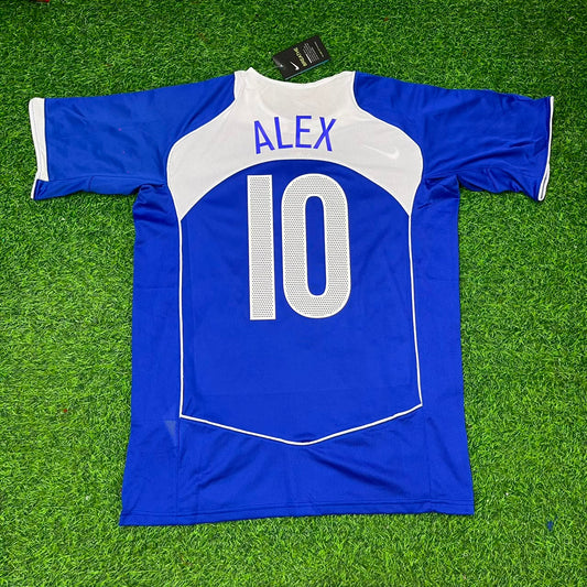 Alex de Souza Brazil 2004 Blue Retro Football Jersey Kit