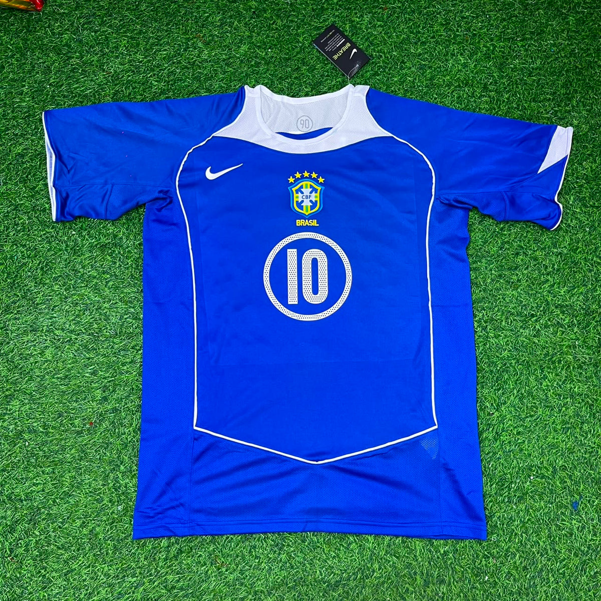 Alex de Souza Brazil 2004 Blue Retro Football Jersey Kit