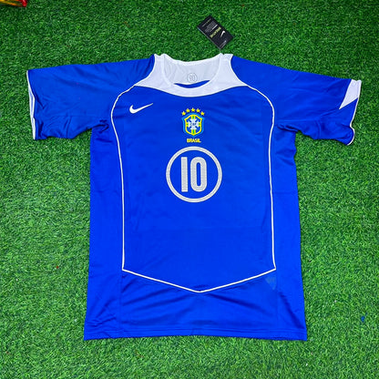 Alex de Souza Brazil 2004 Blue Retro Football Jersey Kit