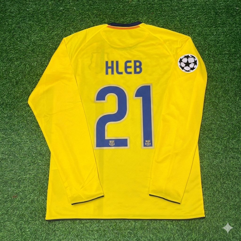 Alexander Hleb FC Barcelona 08/09 Season Yellow Away Retro Jersey Trikot Soccer Shirt