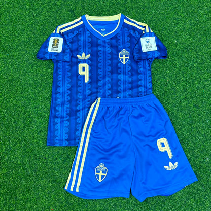 Maillot de football extérieur bleu Viktor Gyökeres Suède Coupe du Monde 2026