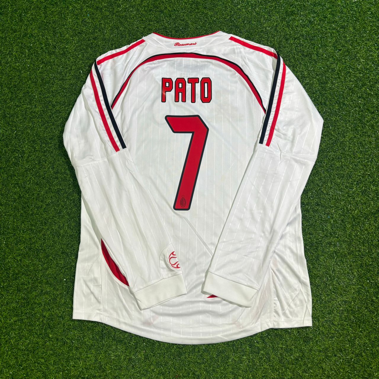 Alexandre Pato #7 AC Milan Away White Long Sleeve Retro Jersey