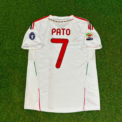Alexandre Pato #7 Milan 2011-2012 White Away Retro Football Jersey