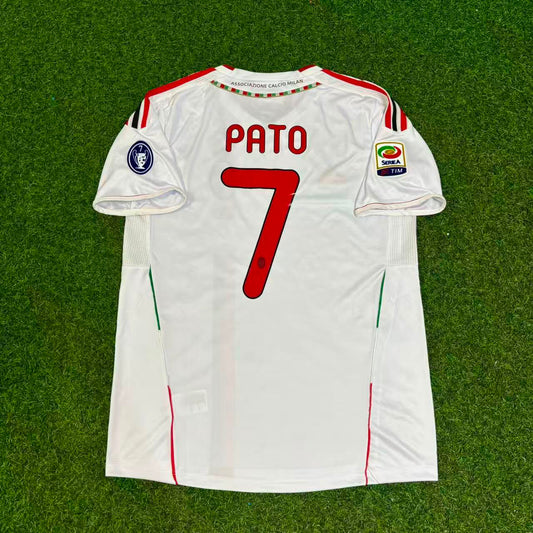 Alexandre Pato #7 Milan 2011-2012 White Away Retro Football Jersey