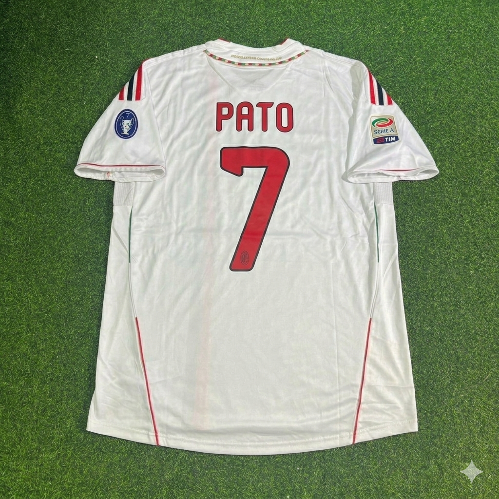 Alexandre Pato #7 Milan 2011-2012 White Away Retro Football Jersey