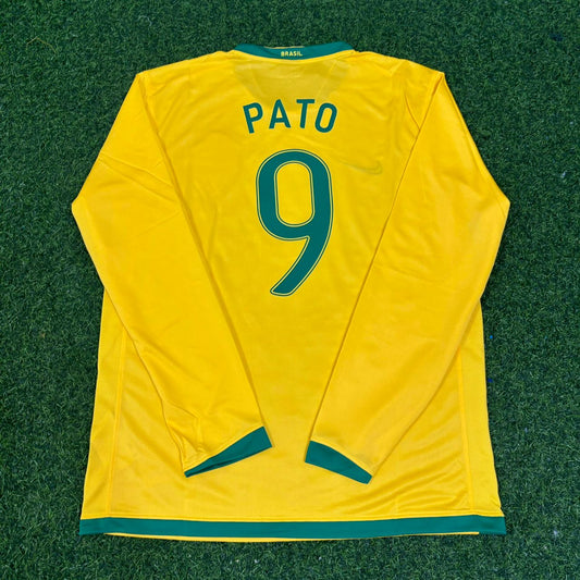 Alexandre Pato #9 Brazil Long Sleeve Retro Football Jersey