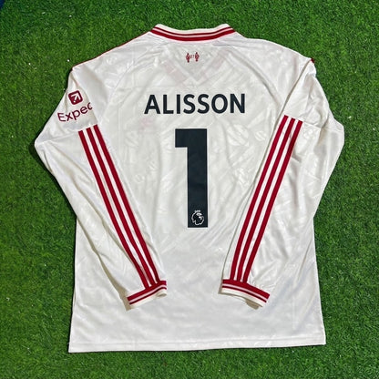 Alisson #1 Liverpool 2027 New Season Long Sleeve Away White Football Jersey Kit