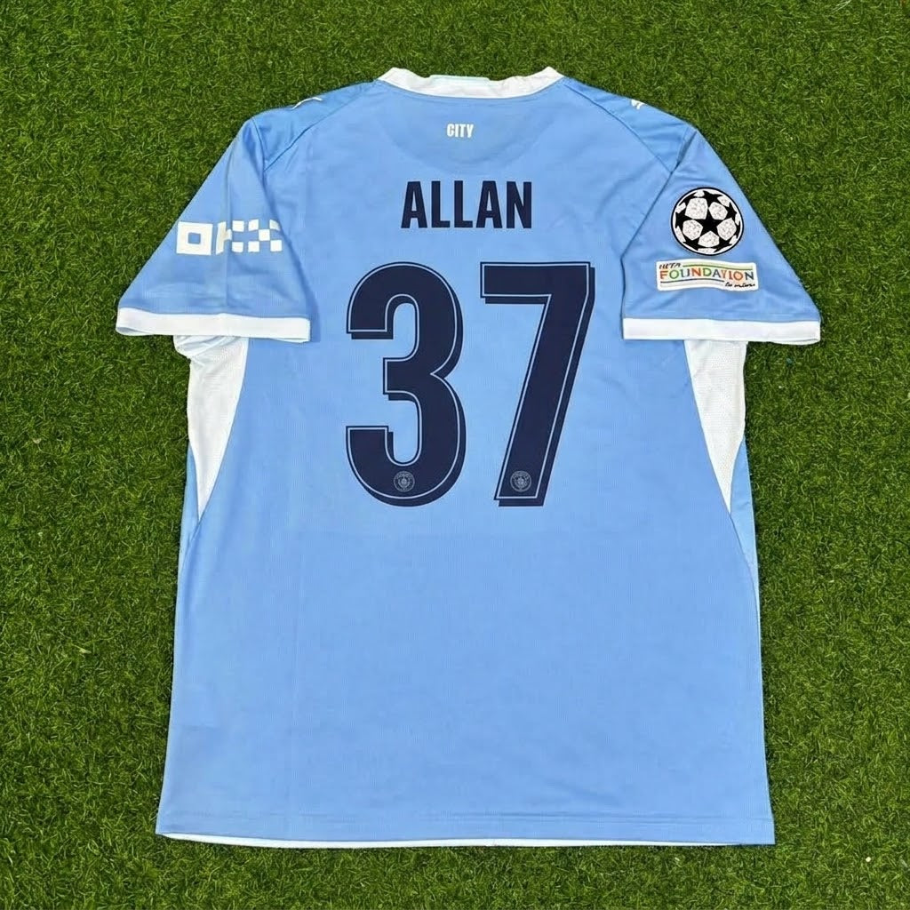 Allan #37 Manchester City 2026-27 Home New Season Champions League Patch Jersey Trikot Maillot Soccer Shirt
