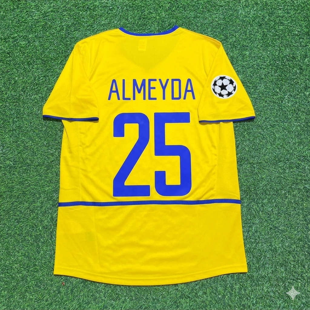 Matias Almeyda Inter Milan 2002-2003 Yellow Retro Football Jersey
